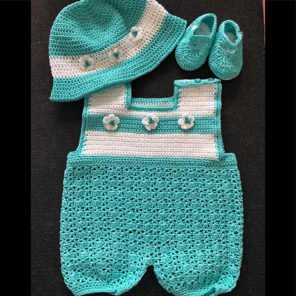 Baby girl crochet summer romper.
